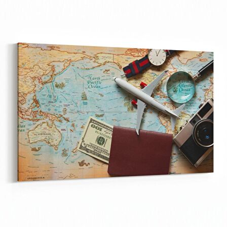 Olla 16164Y Harita Görseli Yatay Kanvas Tablo (Ölçü: 90X60)