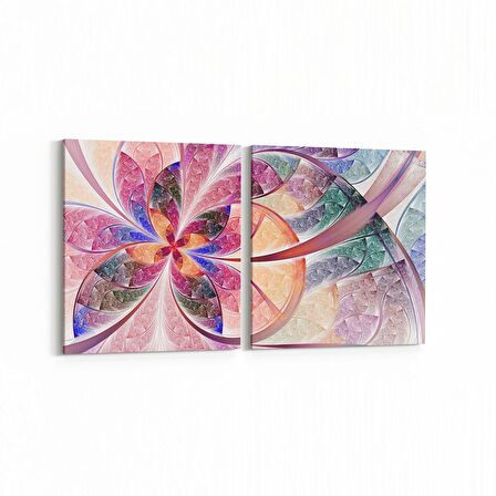 Olla 10155K2Y Abstract Görsel Kare 2'li Yatay Kanvas Tablo (Ölçü: 85X40)