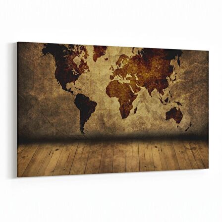 Olla 16147Y Harita Görseli Yatay Kanvas Tablo (Ölçü: 70X50)