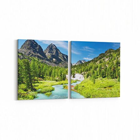Olla 13845K2Y Doğa / Manzara Görseli Kare 2'li Yatay Kanvas Tablo (Ölçü: 145X70)