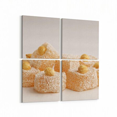 Olla 15257K4 Gıda Görseli Kare 4'lü Kanvas Tablo (Ölçü: 145X145)