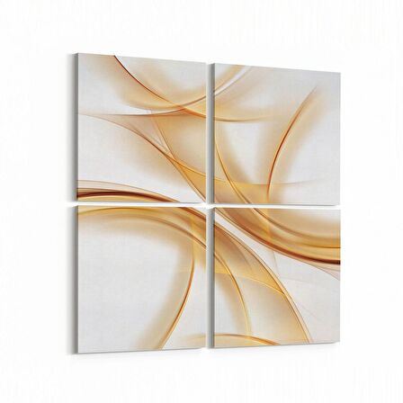 Olla 10072K4 Abstract Görsel Kare 4'lü Kanvas Tablo (Ölçü: 65X65)