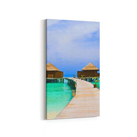 Olla 16477DD Kumsal / Sahil Görseli Dikey Dar Kanvas Tablo (Ölçü: 30X60)