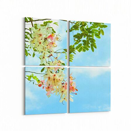 Olla 10879K4 Ağaç Görseli Kare 4'lü Kanvas Tablo (Ölçü: 65X65)