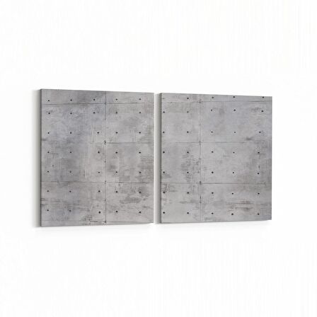 Olla 12438K2Y Beton Görseli Kare 2'li Yatay Kanvas Tablo (Ölçü: 125X60)