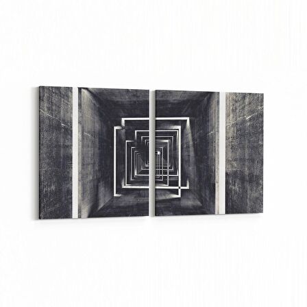 Olla 10434K2Y Abstract Tünel Görsel Kare 2'li Yatay Kanvas Tablo (Ölçü: 105X50)