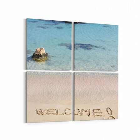 Olla 16450K4 Kumsal / Sahil Görseli Kare 4'lü Kanvas Tablo (Ölçü: 65X65)