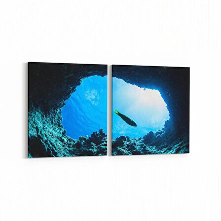 Olla 12961K2Y Deniz / Okyanus Görseli Kare 2'li Yatay Kanvas Tablo (Ölçü: 145X70)