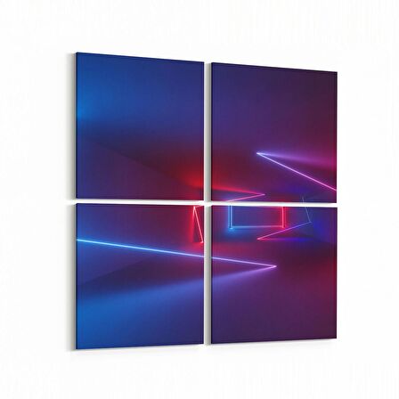 Olla 10423K4 Abstract Tünel Görsel Kare 4'lü Kanvas Tablo (Ölçü: 145X145)