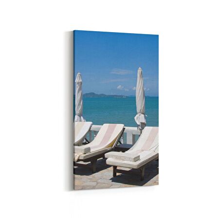 Olla 16492DD Kumsal / Sahil Görseli Dikey Dar Kanvas Tablo (Ölçü: 30X60)