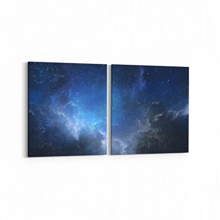 Olla 14643K2Y Gece Gökyüzü Görseli Kare 2'li Yatay Kanvas Tablo (Ölçü: 145X70)