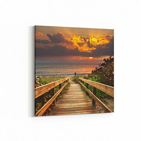 Olla 15956K Günbatımı Görseli Kare Kanvas Tablo (Ölçü: 60X60)