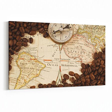 Olla 16205Y Harita Görseli Yatay Kanvas Tablo (Ölçü: 150X100)