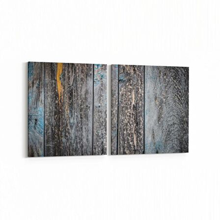 Olla 11979K2Y Ahşap Desen Görseli Kare 2'li Yatay Kanvas Tablo (Ölçü: 125X60)