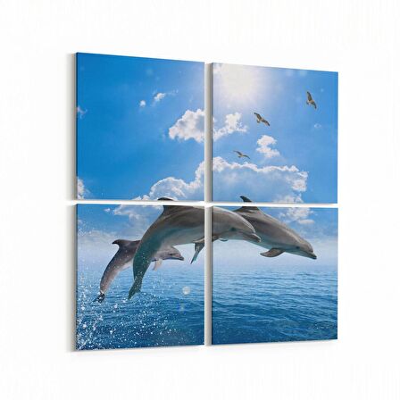 Olla 13012K4 Deniz / Okyanus Görseli Kare 4'lü Kanvas Tablo (Ölçü: 145X145)