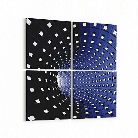 Olla 10254K4 Abstract Girdap Görsel Kare 4'lü Kanvas Tablo (Ölçü: 145X145)