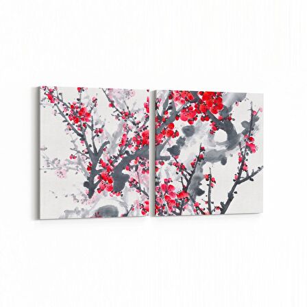 Olla 17830K2D Yağlı Boya Görseli Kare 2'li Dikey Kanvas Tablo (Ölçü: 30X65)