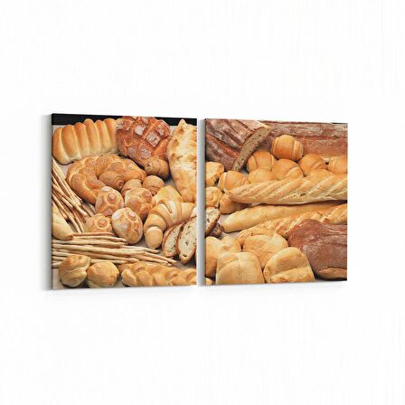 Olla 15214K2Y Gıda Görseli Kare 2'li Yatay Kanvas Tablo (Ölçü: 85X40)