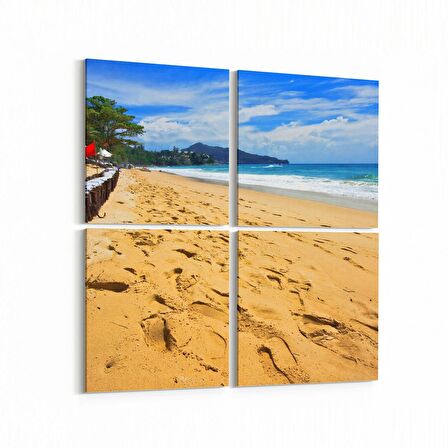 Olla 16509K4 Kumsal / Sahil Görseli Kare 4'lü Kanvas Tablo (Ölçü: 125X125)