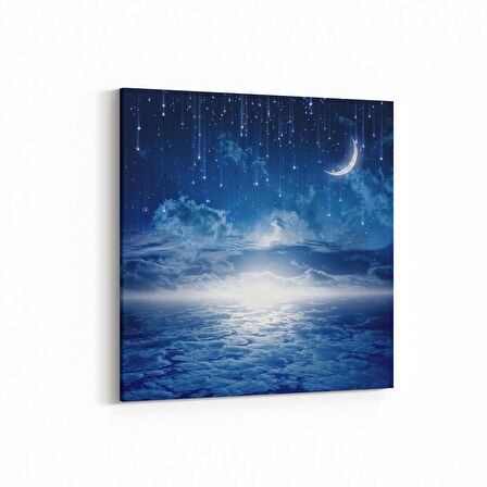 Olla 14660K Gece Gökyüzü Görseli Kare Kanvas Tablo (Ölçü: 30X30)