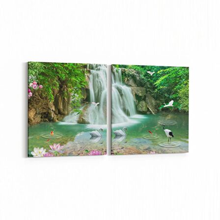 Olla 13328K2Y Doğa / Manzara Görseli Kare 2'li Yatay Kanvas Tablo (Ölçü: 145X70)