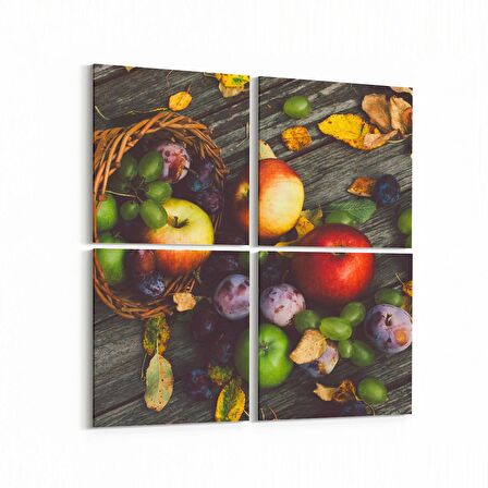 Olla 15304K4 Gıda Görseli Kare 4'lü Kanvas Tablo (Ölçü: 65X65)