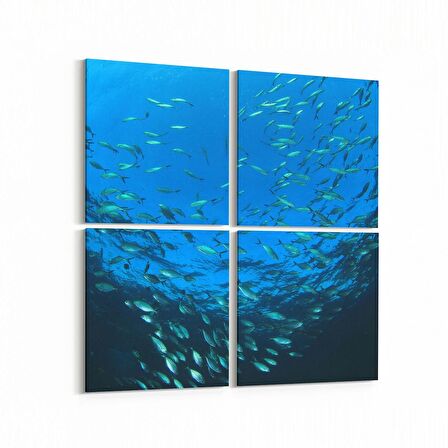 Olla 12972K4 Deniz / Okyanus Görseli Kare 4'lü Kanvas Tablo (Ölçü: 145X145)