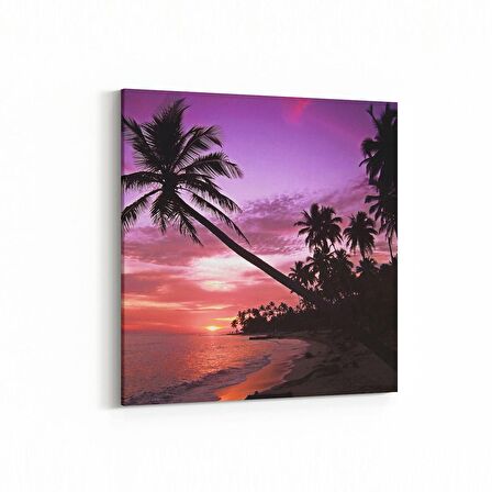 Olla 15989K Günbatımı Görseli Kare Kanvas Tablo (Ölçü: 25X25)
