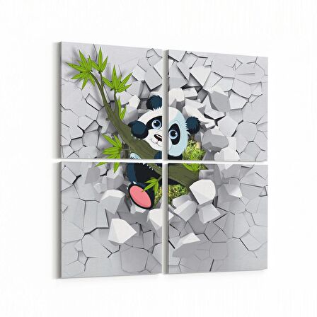 Olla 12726K4 Çocuk Odası Görseli 4'lü Kanvas Tablo (Ölçü: 65X65)