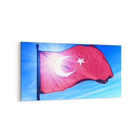 Olla 17536YD Türk Bayrağı Görseli Yatay Dar Kanvas Tablo (Ölçü: 140X70)