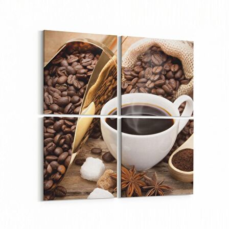 Olla 15089K4 Gıda Görseli Kare 4'lü Kanvas Tablo (Ölçü: 145X145)