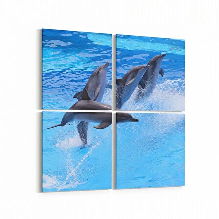 Olla 13036K4 Deniz / Okyanus Görseli Kare 4'lü Kanvas Tablo (Ölçü: 145X145)