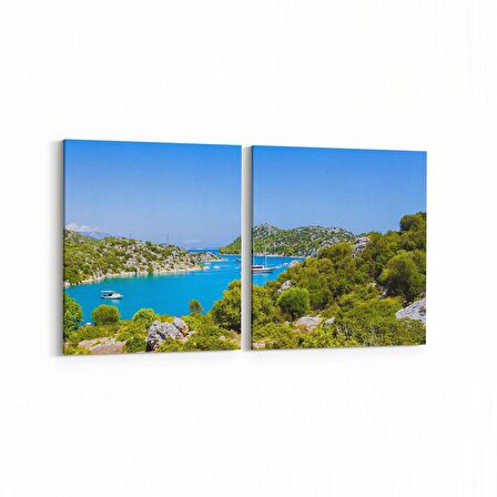 Olla 14455K2Y Doğa / Manzara Görseli Kare 2'li Yatay Kanvas Tablo (Ölçü: 65X30)