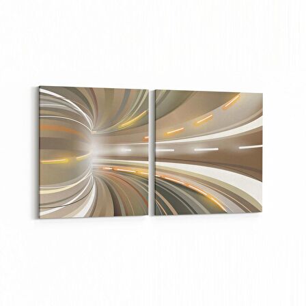 Olla 10234K2Y Abstract Girdap Görsel Kare 2'li Yatay Kanvas Tablo (Ölçü: 65X30)