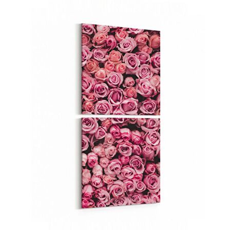 Olla 11627K2D Çiçek Görseli Kare 2'li Dikey Kanvas Tablo (Ölçü: 30X65)