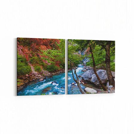 Olla 14087K2Y Doğa / Manzara Görseli Kare 2'li Yatay Kanvas Tablo (Ölçü: 125X60)