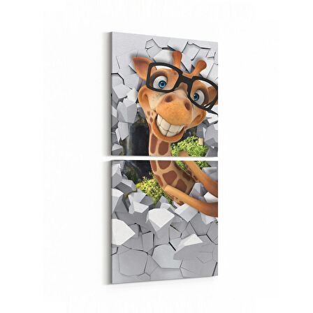Olla 12723K2D Çocuk Odası Görseli 2'li Dikey Kanvas Tablo (Ölçü: 30X65)