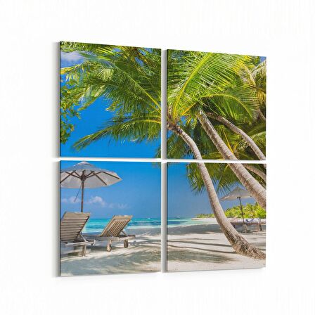 Olla 16559K4 Kumsal / Sahil Görseli Kare 4'lü Kanvas Tablo (Ölçü: 105X105)