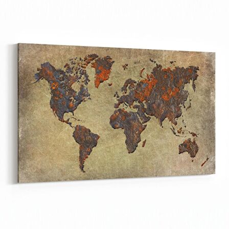 Olla 16144Y Harita Görseli Yatay Kanvas Tablo (Ölçü: 90X60)
