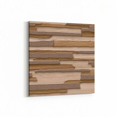 Olla 11972K Ahşap Desen Görseli Kare Kanvas Tablo (Ölçü: 25X25)