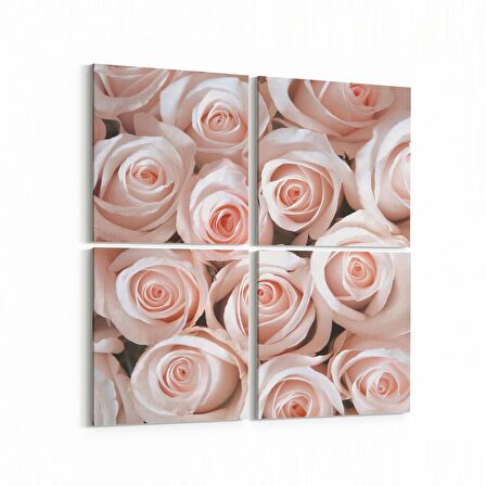 Olla 11620K4 Çiçek Görseli Kare 4'lü Kanvas Tablo (Ölçü: 125X125)