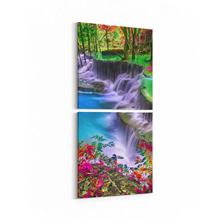 Olla 14476K2D Doğa / Manzara Görseli Kare 2'li Dikey Kanvas Tablo (Ölçü: 30X65)