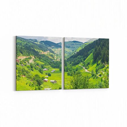 Olla 14203K2Y Doğa / Manzara Görseli Kare 2'li Yatay Kanvas Tablo (Ölçü: 145X70)