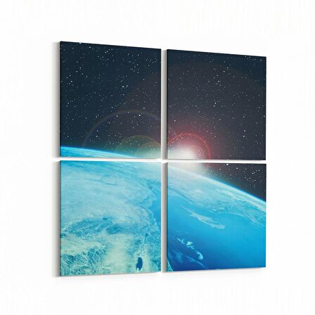 Olla 14841K4 Gece Gökyüzü Görseli Kare 4'lü Kanvas Tablo (Ölçü: 145X145)