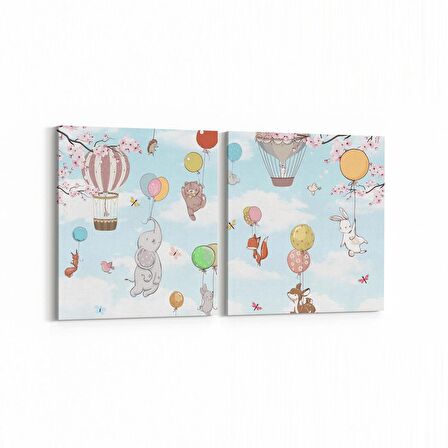 Olla 12751K2Y Çocuk Odası Görseli 2'li Yatay Kanvas Tablo (Ölçü: 65X30)