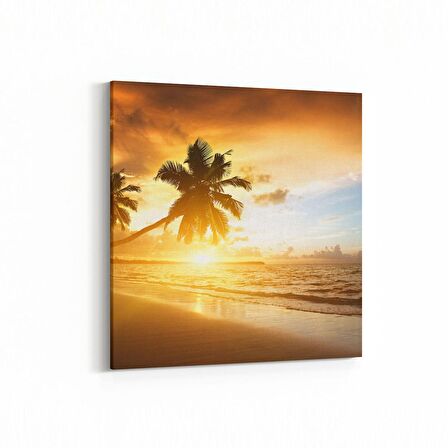 Olla 15925K Günbatımı Görseli Kare Kanvas Tablo (Ölçü: 25X25)