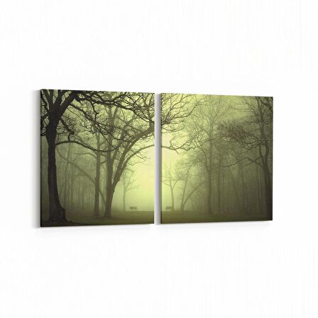 Olla 13884K2Y Doğa / Manzara Görseli Kare 2'li Yatay Kanvas Tablo (Ölçü: 65X30)