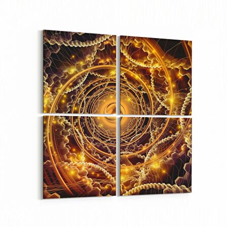 Olla 10340K4 Abstract Görsel Kare 4'lü Kanvas Tablo (Ölçü: 65X65)