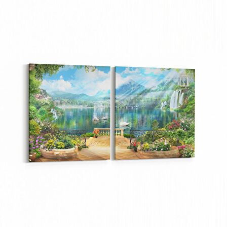 Olla 14505K2Y Doğa / Manzara Görseli Kare 2'li Yatay Kanvas Tablo (Ölçü: 105X50)