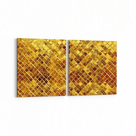 Olla 10316K2Y Abstract Görsel Kare 2'li Yatay Kanvas Tablo (Ölçü: 65X30)